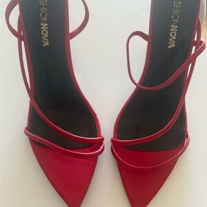 Fashion Nova Red Strappy Heels Elegant Design